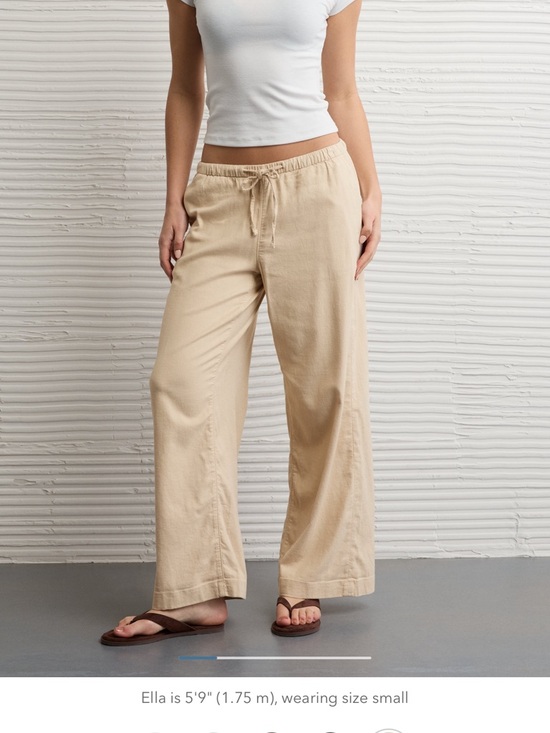 American Eagle Outfitters Pants - American Eagle Outfitters Drawstring linen-like Wide-Leg Pants in Beige